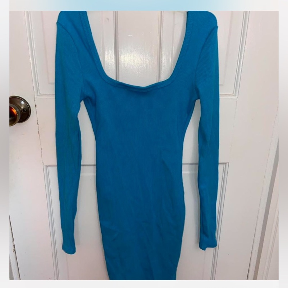 Fashion Nova Vibrant Blue Long Sleeve Dress